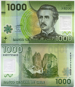 Чили 1000 песо 2010 Игнасио Каррера-Пинто Pick 161 пластик UNC (пресс) 447-87-2