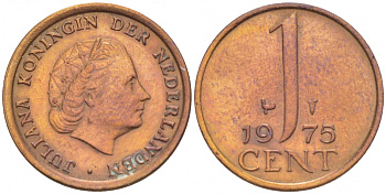 НИДЕРЛАНДЫ 1 ЦЕНТ 1975 ЮЛИАНА KM 180 бронза 3718-149