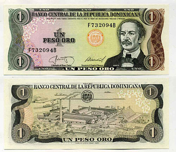 Доминиканская Республика 1 песо 1987 Хуан Пабло Дуарте Pick 126 b(1) бумага UNC (пресс) 8589-11-1-2