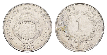 Коста-Рика 1 колон 1989 KM 210 нержавеющая сталь UNC 4644-353