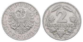 Австрия 2 шиллинга 1946 KM 2872 алюминий 4563-313