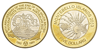 Монтебелло Айлендс (Австралия) 5 долларов 2013 биметалл BU 1520-524