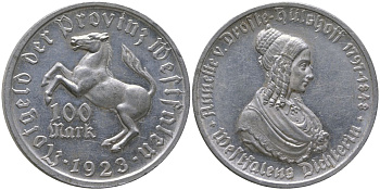 Вестфалия 100 марок 1923 Funck 645.4, Men18 33512.14 алюминий aUNC 11-167-25