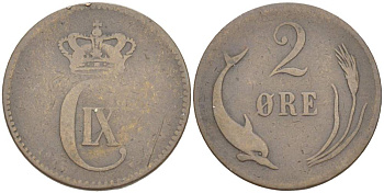 ДАНИЯ 2 ЭРЕ 1875 КРИСТИАН IX (1863-1906) KM 793.1 бронза 4544-721