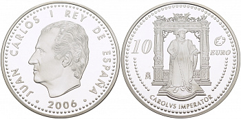 Испания 10 евро 2006 M, Выдающиеся европейцы - Карл V KM 1122 серебро PROOF 01-166-21