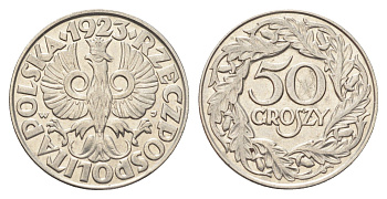 Польша 50 грошей 1923 год-тип Y 13 никель 4706-525