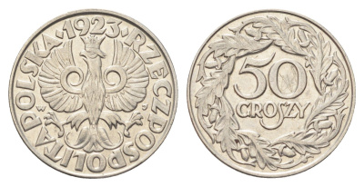 Польша 50 грошей 1923 год-тип Y 13 никель 4706-525