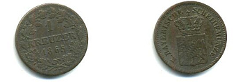 Бавария 1 крейцер 1865 Людвиг II (1864-1886) KM 487 серебро 62-2748