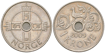 Норвегия 1 крона 2009 Харальд V (1991-) KM 462 медно-никель 99-762