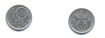 НОРВЕГИЯ 10 ЭРЕ 1981 KM 416 медно-никель 4379-334