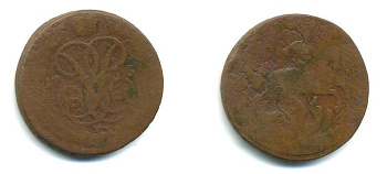 РОССИЯ 1 КОПЕЙКА 1759 медь 61-427