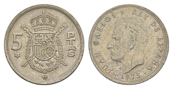 Испания 5 песет 1975 (76) KM 807 медно-никель 4633-426