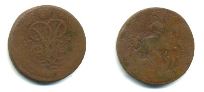 РОССИЯ 1 КОПЕЙКА 1759 медь 61-427