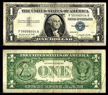 США 1 доллар 1957 Джордж Вашингтон Pick 419 a бумага 2119-6-2-2