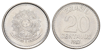 Бразилия 20 сентаво 1987 KM 603 нержавеющая сталь UNC 4682-442