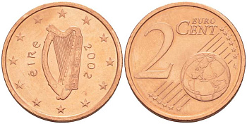 ИРЛАНДИЯ 2 ЕВРОЦЕНТА 2002 KM 33 сталь плакированная медью UNC 214-245