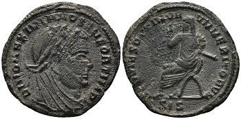 Римская Империя 1/2 нуммия 317 - 318 Константин I Великий (посмертный выпуск в честь Максимиана Геркулия) Good Very fine (степень редкости R3) RIC 123 бронза 1073-10-53