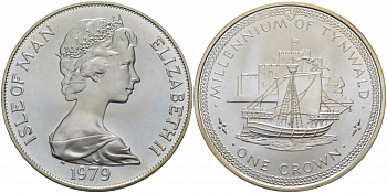 Остров Мэн 1 крона 1979 1000 летие Тинвальду (парламенту), Св. Мишель KM 48a серебро UNC 02-222-41