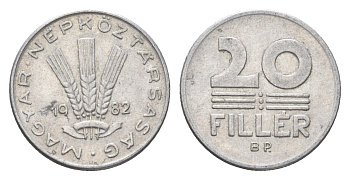 Венгрия 20 филлеров 1982 BP KM 573 алюминий 4664-1157