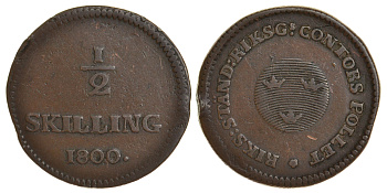 Швеция 1/2 скиллинга 1800 Густав IV Адольф (1792-1809) KM 549 медь 60-326