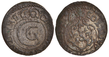 Ливония, Рига, шведская оккупация солид (шиллинг) 1657 Карл X Густав KM 50 серебро 1527-934