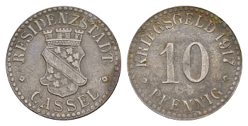 Кассель 10 пфеннигов 1917 Funck 78.4, Men05 4302.4, Men18 5464.4 железо 4547-817