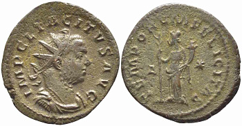 Римская Империя аврелианиан 276 Тацит TEMPORVM FELICITAS Лугдун Good Very fine RIC 65 бронза 1073-17-17
