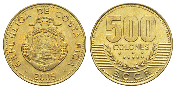 Коста-Рика 500 колонов 2005 KM 239.1 алюминиевая бронза UNC 4645-734