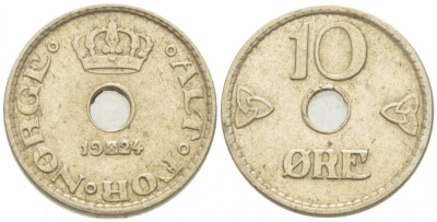 НОРВЕГИЯ 10 ЭРЕ 1924 КМ 383 медно-никель 3955-167