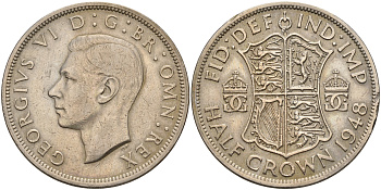 Великобритания 1/2 кроны 1948 Георг VI (1936-1952) KM 866, Spink 4101 медно-никель    4157-724
