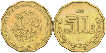 Мексика 50 сентаво 1996 KM 549 алюминиевая бронза 4556-515
