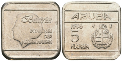 Аруба 5 флоринов 1996 Беатрикс (1980-2013) KM 12 сталь плакированная никелем 4619-412