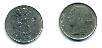 Бельгия 1 франк 1976 Belgie, Бодуэн I (1951-1993) KM 143.1 медно-никель 25-1346