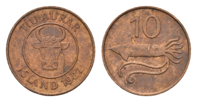 Исландия 10 эйре 1981 KM 25 бронза 4690-735