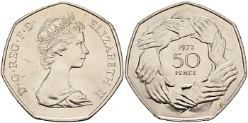 Великобритания 50 пенсов 1973 Елизавета II (1952-2022), вступление в Европейское экономическое сообщество KM 918, Spink 4224 медно-никель UNC 4565-246