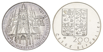 Чехия 200 крон 1994 650 лет Собору Святого Вита KM 11 серебро BU 443-1224