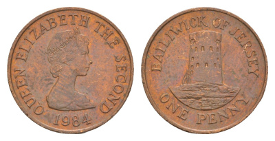 Джерси 1 пенни 1984 Елизавета II (1952-2022), башня Святого Клемента KM 54 бронза 4655-944