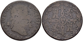 ИСПАНИЯ 8 МАРАВЕДИ 1831 ФЕРДИНАНД VII (1808-1833) KM 486.1 (С118) медь 97-1224