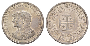 Португалия 500 реалов (рейсов) 1898 400 лет Открытию Индии KM 538 серебро 3896-414