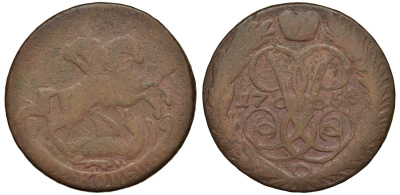 Россия 2 копейки 1758 красный монетный двор, Елизавета Петровна (1741-1762) Биткин 392 медь 221-732