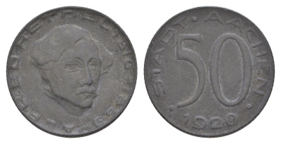 Аахен 50 пфеннигов 1920 Funck 1.15A, Men05 70.57, Men18 99.57 цинк 4584-723