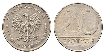 Польша 20 злотых 1989 Y 153.2 медно-никель 3336-1011