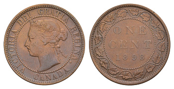 Канада 1 цент 1898 H, Виктория (1837-1901) KM 7 бронза 4637-133