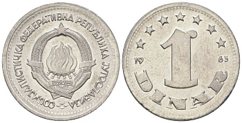 Югославия 1 динар 1963 KM 36 алюминий UNC 4615-1044