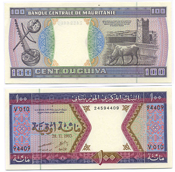Мавритания 100 угуйя 1993 корова, мечеть Великой пятницы в Чингетти Pick 4f бумага UNC (пресс) 8588-79-2-1