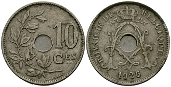 Бельгия 10 сантимов 1926 KM 52 медно-никель 4177-1257