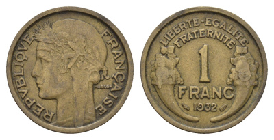 Франция 1 франк 1932 KM 885, Le Franc 219.2 алюминиевая бронза 4673-1225
