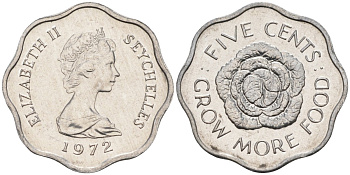 Сейшельские острова 5 центов 1972 FAO, цветок, Елизавета II KM 18 алюминий UNC 4588-648
