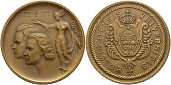 Финляндия медаль 1940 Хельсинкский университет, основан в 1640 году, старейший университет Финляндии, диаметр 70 мм, бронза 3-5-2-17