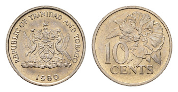 Тринидад и Тобаго 10 центов 1980 цветок гибискуса KM 31 медно-никель UNC 4669-819